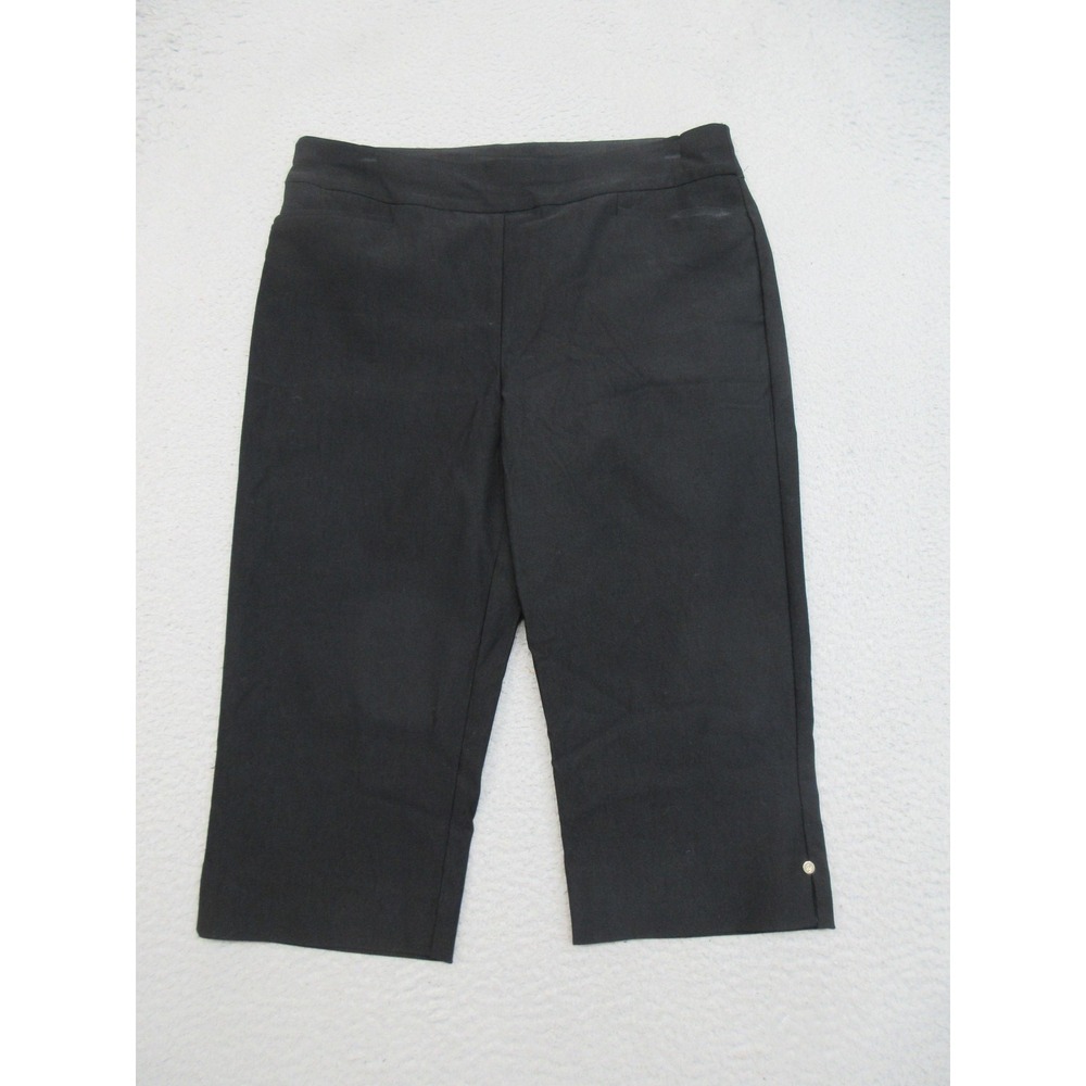 Chicos Ponte Capri Pant Women 8 Black Crop Pull On Stretch Quiet Luxury Polished